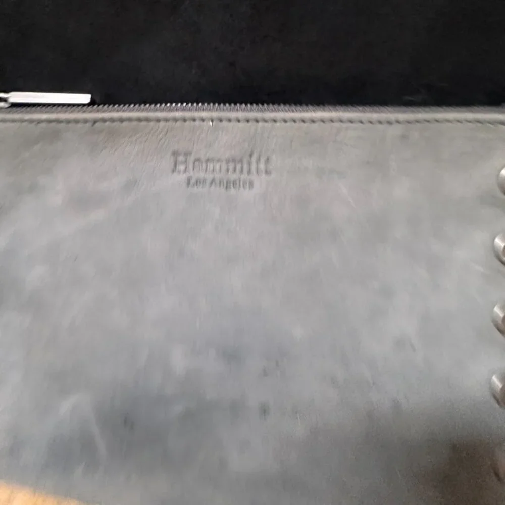 Hammitt of Los Angelos Cosmetic Bag Pouch Insert Gray Leather Studded Case
